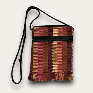 Boho Woven Crossbody Bag Fringe Detail Zipper